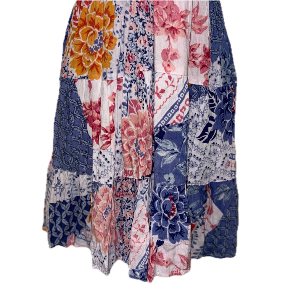 Floral Patchwork Spaghetti-Strap Above the knee S… - image 5